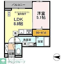 レ・プリューム 1LDKの間取図画像