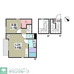 ヒルサイド西が丘 1Kの間取図画像