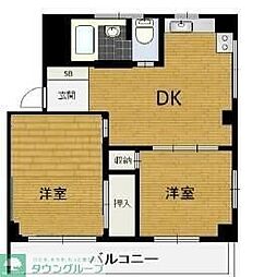 シャトーサンケイ 2DKの間取図画像