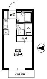 ヴェッセル飛鳥山 ワンルームの間取図画像