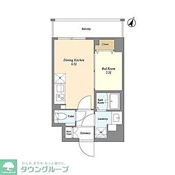 ヴィラクレール巣鴨 1DKの間取図画像