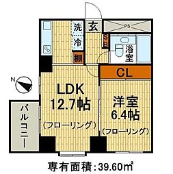 ヒルサイド白山 1LDKの間取図画像