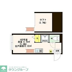 ハーモニーテラス南長崎 ワンルームの間取図画像