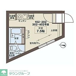 COCOFLATTABATA3 ワンルームの間取図画像