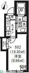 ブランドール坂下三丁目 4階1Kの間取り
