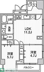 ミリアレジデンス上池袋 4階2LDKの間取り