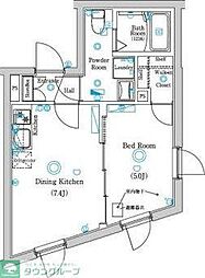 Raffistar大山金井町 1DKの間取図画像