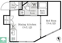 TRADIS池袋本町 1DKの間取図画像