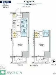 プラウドフラット文京千駄木 1Kの間取図画像