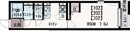 IXO陽桜 3階1Kの間取り