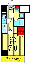SAION町屋 2階1Kの間取り