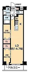 ARCOBALENO DAISHIMAE 3階2LDKの間取り