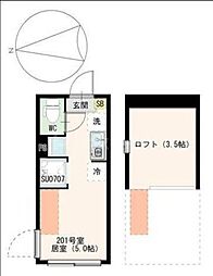 SLSG荒川町屋 2階ワンルームの間取り
