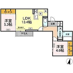 オードリーコート 2LDKの間取図画像