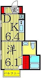 ヴィラ　ガルデニア 1階1DKの間取り