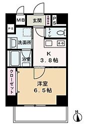 Como Palacio 日暮里 4階1Kの間取り