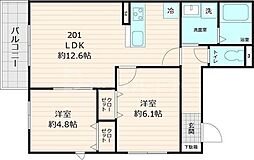 メゾン ド ココルソレイユ 2LDKの間取図画像