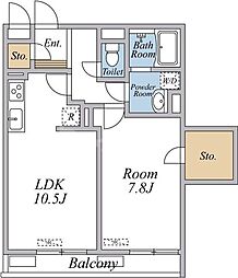 リブリ・fineIII 1階1LDKの間取り
