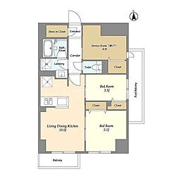 ドゥーエ尾久 2SLDKの間取図画像
