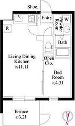 カーサフィオーレ南千住(CASA FIORE南千住) 1LDKの間取図画像