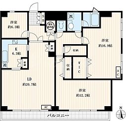 岩沢第一ビル 3LDKの間取図画像