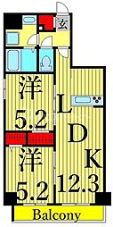 グランカーサ日暮里 2LDKの間取図画像