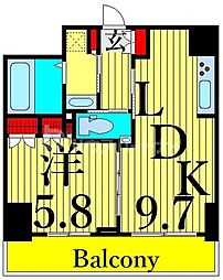 オルサス三ノ輪 1LDKの間取図画像