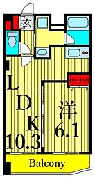 オーキッドレジデンス三ノ輪2 1LDKの間取図画像