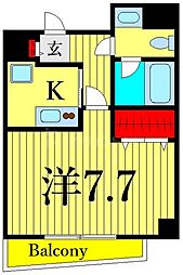 リヴシティ上野入谷グロース 1Kの間取図画像