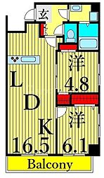 スパッジオ上野東 2LDKの間取図画像
