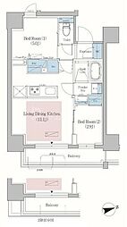 アーバネックス北上野 2LDKの間取図画像