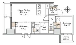 ブランシエスタ入谷グランデ 2LDKの間取図画像