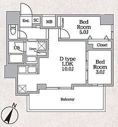 台東区日本堤2丁目マンション 2LDKの間取図画像