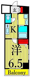 ロメック山手日暮里 1Kの間取図画像