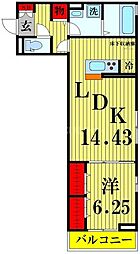 プレシャスワン 1LDKの間取図画像