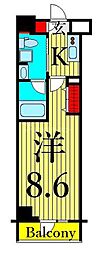 ジェノヴィア三ノ輪スカイガーデン 1Kの間取図画像