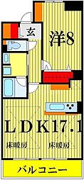 ロイヤルパークス新田 1LDKの間取図画像