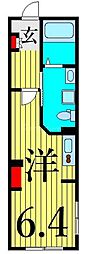 AirTowerNipporiB ワンルームの間取図画像