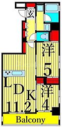 南千住レジデンス 2LDKの間取図画像