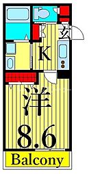 グランメゾン根岸 1Kの間取図画像