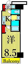 ハーモニーレジデンス日暮里 1Kの間取図画像