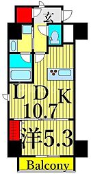 ベルシード上野松が谷 1LDKの間取図画像
