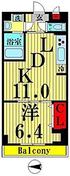 シェロガーデン 1LDKの間取図画像