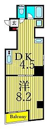 メインステージ入谷 1DKの間取図画像