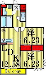 Miwastage 2LDKの間取図画像