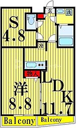アーバハイツ扇大橋 1SLDKの間取図画像