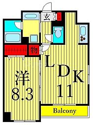ライジングプレイス浅草参番館 1LDKの間取図画像