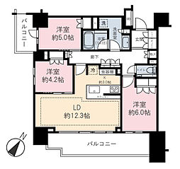 ザ・パークハウス赤坂レジデンス 3LDKの間取図画像