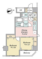 アイルカナーレ浅草 2Kの間取図画像