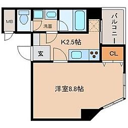 ラベルヴィー 1Kの間取図画像